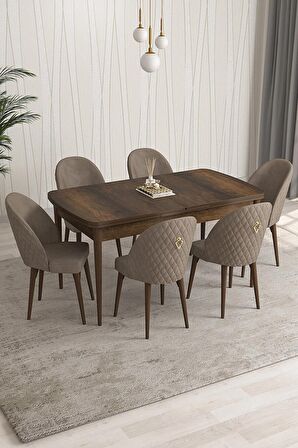 Rovena Arjeta Barok 80x132 Açılabilir Mdf Mutfak Masası Takımı 6 Adet Sandalye
