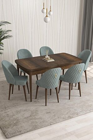 Rovena Arjeta Barok 80x132 Açılabilir Mdf Mutfak Masası Takımı 6 Adet Sandalye