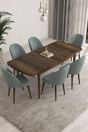 Rovena Arjeta Barok 80x132 Açılabilir Mdf Mutfak Masası Takımı 6 Adet Sandalye