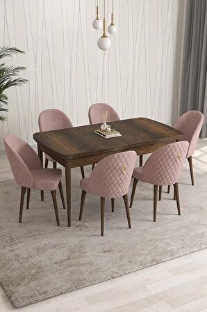 Rovena Arjeta Barok 80x132 Açılabilir Mdf Mutfak Masası Takımı 6 Adet Sandalye