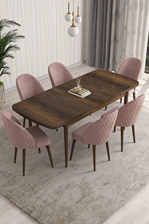 Rovena Arjeta Barok 80x132 Açılabilir Mdf Mutfak Masası Takımı 6 Adet Sandalye