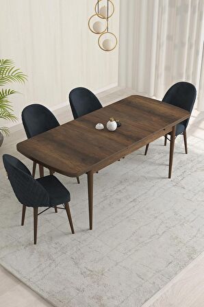 Rovena Marsilya Barok 80x132 Açılabilir Mdf Mutfak Masası Takımı 4 Adet Sandalye