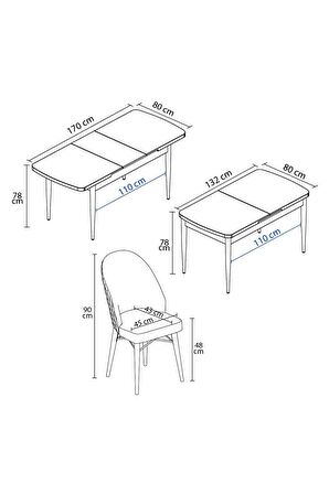Rovena Marsilya Barok 80x132 Açılabilir Mdf Mutfak Masası Takımı 4 Adet Sandalye