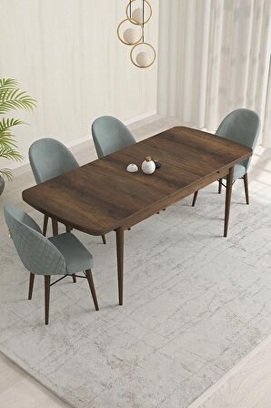 Rovena Marsilya Barok 80x132 Açılabilir Mdf Mutfak Masası Takımı 4 Adet Sandalye