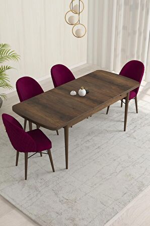 Rovena Marsilya Barok 80x132 Açılabilir Mdf Mutfak Masası Takımı 4 Adet Sandalye