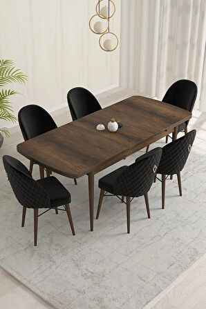 Rovena Marsilya Barok 80x132 Açılabilir Mdf Mutfak Masası Takımı 6 Adet Sandalye
