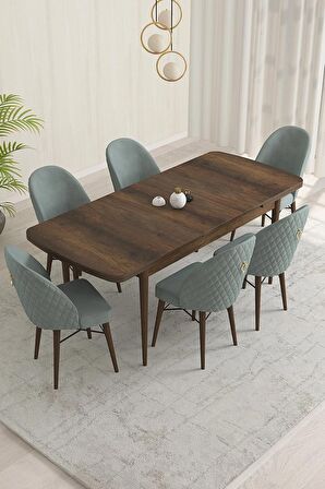 Rovena Marsilya Barok 80x132 Açılabilir Mdf Mutfak Masası Takımı 6 Adet Sandalye