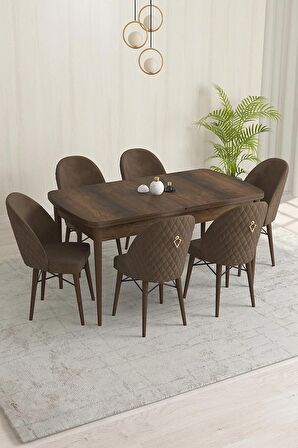 Rovena Marsilya Barok 80x132 Açılabilir Mdf Mutfak Masası Takımı 6 Adet Sandalye