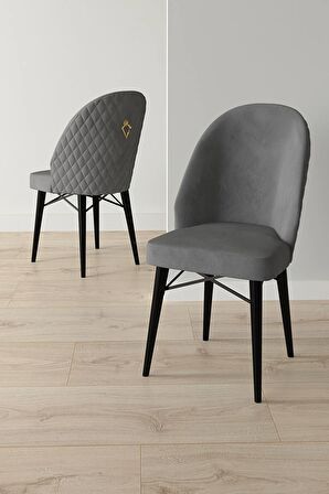 Rovena Marsilya Siyah Mermer 80x132 Açılabilir Mdf Mutfak Masası Takımı 6 Adet Sandalye