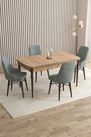Rovena Flora Meşe 80x132 Açılabilir Mdf Mutfak Masası Takımı 4 Adet Sandalye