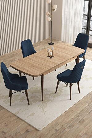 Rovena Flora Meşe 80x132 Açılabilir Mdf Mutfak Masası Takımı 4 Adet Sandalye