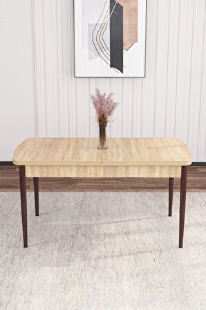 Rovena Flora Meşe 80x132 Açılabilir Mdf Mutfak Masası Takımı 4 Adet Sandalye+1 Bench