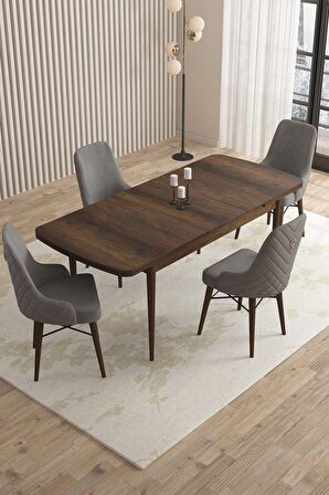 Rovena Flora Barok 80x132 Açılabilir Mdf Mutfak Masası Takımı 4 Adet Sandalye