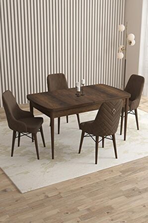Rovena Flora Barok 80x132 Açılabilir Mdf Mutfak Masası Takımı 4 Adet Sandalye