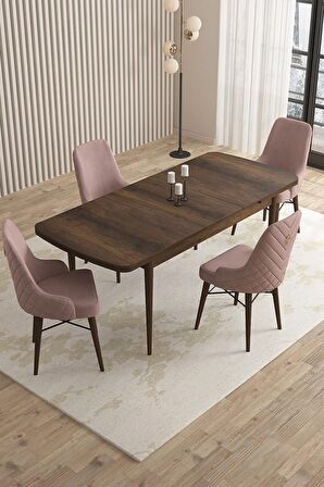 Rovena Flora Barok 80x132 Açılabilir Mdf Mutfak Masası Takımı 4 Adet Sandalye