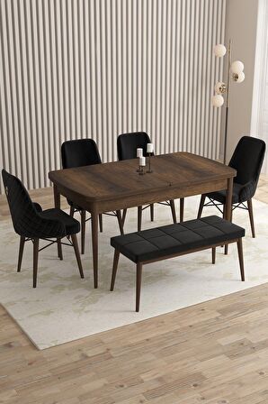 Rovena Flora Barok 80x132 Açılabilir Mdf Mutfak Masası Takımı 4 Adet Sandalye+1 Bench