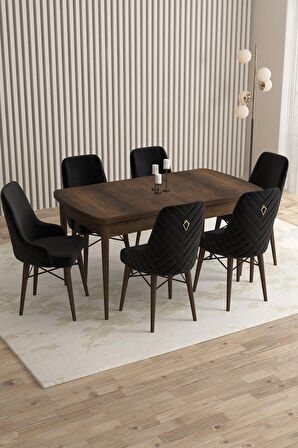 Rovena Flora Barok 80x132 Açılabilir Mdf Mutfak Masası Takımı 6 Adet Sandalye