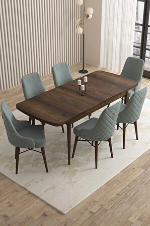 Rovena Flora Barok 80x132 Açılabilir Mdf Mutfak Masası Takımı 6 Adet Sandalye