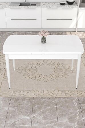 Rovena Eylül Beyaz 80x132 Açılabilir Mdf Mutfak Masası Takımı 4 Adet Sandalye