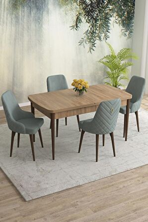 Rovena Eylül Meşe 80x132 Açılabilir Mdf Mutfak Masası Takımı 4 Adet Sandalye
