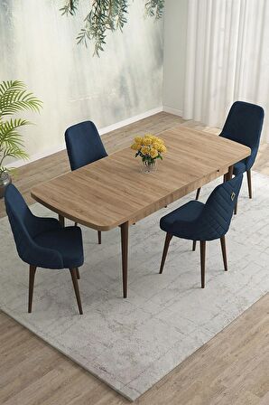 Rovena Eylül Meşe 80x132 Açılabilir Mdf Mutfak Masası Takımı 4 Adet Sandalye