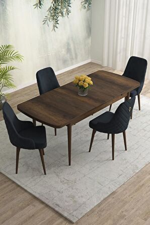 Rovena Eylül Barok 80x132 Açılabilir Mdf Mutfak Masası Takımı 4 Adet Sandalye