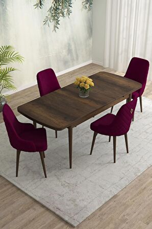 Rovena Eylül Barok 80x132 Açılabilir Mdf Mutfak Masası Takımı 4 Adet Sandalye