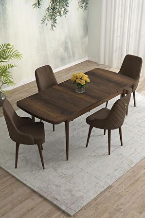 Rovena Eylül Barok 80x132 Açılabilir Mdf Mutfak Masası Takımı 4 Adet Sandalye