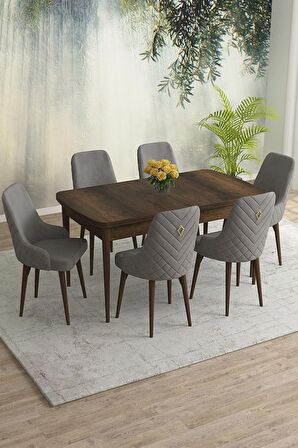 Rovena Eylül Barok 80x132 Açılabilir Mdf Mutfak Masası Takımı 6 Adet Sandalye