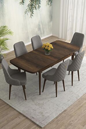 Rovena Eylül Barok 80x132 Açılabilir Mdf Mutfak Masası Takımı 6 Adet Sandalye