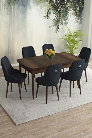 Rovena Eylül Barok 80x132 Açılabilir Mdf Mutfak Masası Takımı 6 Adet Sandalye
