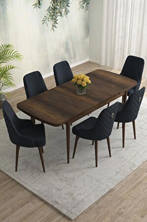 Rovena Eylül Barok 80x132 Açılabilir Mdf Mutfak Masası Takımı 6 Adet Sandalye