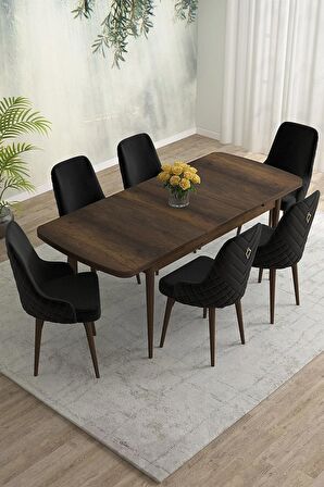 Rovena Eylül Barok 80x132 Açılabilir Mdf Mutfak Masası Takımı 6 Adet Sandalye