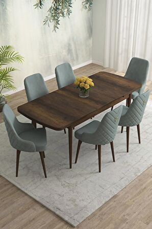 Rovena Eylül Barok 80x132 Açılabilir Mdf Mutfak Masası Takımı 6 Adet Sandalye