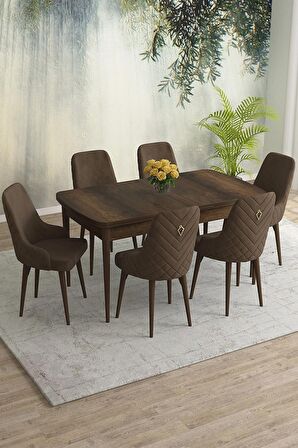 Rovena Eylül Barok 80x132 Açılabilir Mdf Mutfak Masası Takımı 6 Adet Sandalye