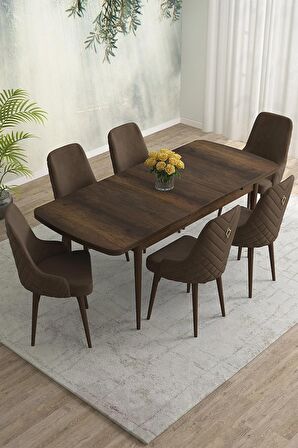 Rovena Eylül Barok 80x132 Açılabilir Mdf Mutfak Masası Takımı 6 Adet Sandalye