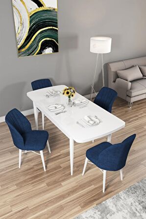 Rovena Arel Beyaz 80x132 Açılabilir Mdf Mutfak Masası Takımı 4 Adet Sandalye