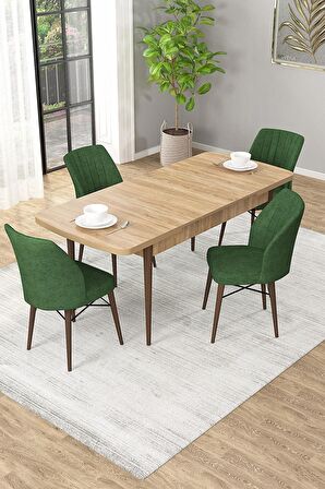 Rovena Arel Meşe 80x132 Açılabilir Mdf Mutfak Masası Takımı 4 Adet Sandalye