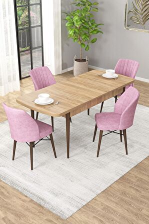 Rovena Arel Meşe 80x132 Açılabilir Mdf Mutfak Masası Takımı 4 Adet Sandalye