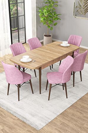 Rovena Arel Meşe 80x132 Açılabilir Mdf Mutfak Masası Takımı 6 Adet Sandalye
