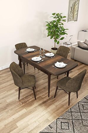Rovena Arel Barok 80x132 Açılabilir Mdf Mutfak Masası Takımı 4 Adet Sandalye