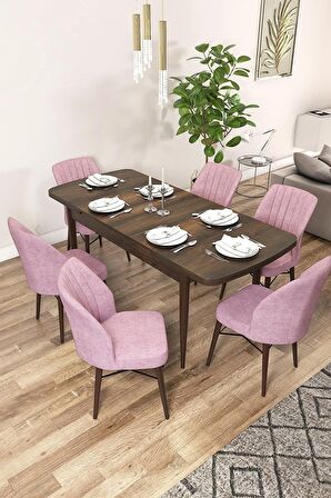 Rovena Arel Barok 80x132 Açılabilir Mdf Mutfak Masası Takımı 6 Adet Sandalye
