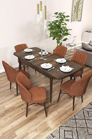 Rovena Arel Barok 80x132 Açılabilir Mdf Mutfak Masası Takımı 6 Adet Sandalye