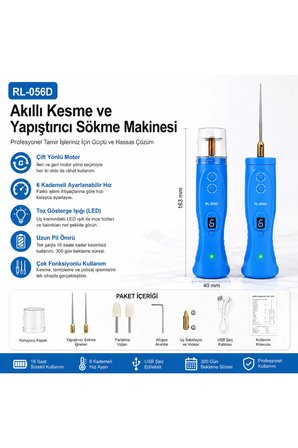 RL-056D Şarjlı Akıllı Ekran Yapıştırıcı Sökücü Ve Kesme Makinesi 6 Kademeli Telefon Tamir Seti