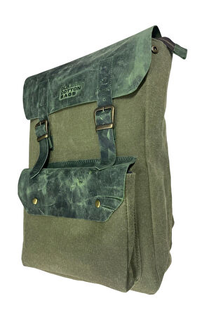 Vintage Kanvas Deri Su Geçirmez Unisex Laptop Bölmeli Okul Seyahat Kamp Sırt Çantası 31 cm X 44 cm