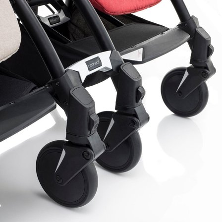 Bumprider Connect³ İkiz Bebek Arabası Black - Grey Melange & Yan Bakım Çantası Hediyeli