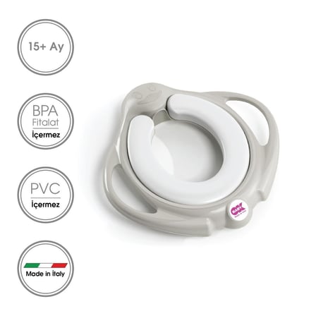 OKBaby Bebek Banyo Seti Pinguo Soft Klozet Adaptörü + Pasha Eğitici Koltuk Oturak A.Gri