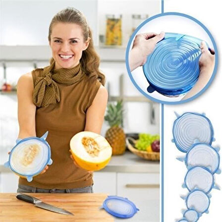 caselka® Tazeliği Koruyan 6lı Silikon Streç Gıda Saklama Koruma Kapakları