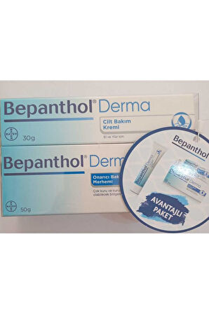 Bepanthol Derma Cilt Bakım Kremi 30 Gr + Derma Onarıcı Bakım Merhemi 50 Gr - İKİLİ SET