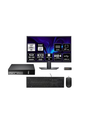 Pro Micro QCM1250 Ultra 7 265T 96GB 512GB SSD 27" Monitör W11P Mini Masaüstü Bilgisayar
